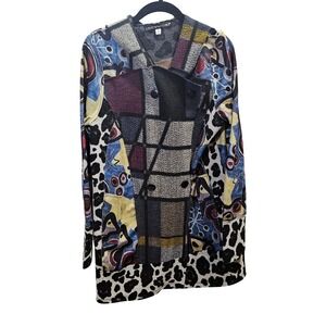 Patchwork Duster Eclectic Pattern Cardigan Coat Small Boho Artwear Clotheshead